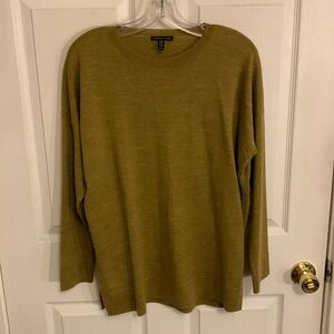 Eileen Fisher Women Crew Neck 100% Merino Wool Tunic Sweater Oversized Size XS